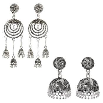 Partywear Traditional Unique Silver Plated Earrings Combo Set Pair Of 2  For Girls And Women Jewellery 1