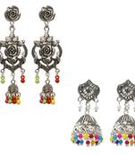 Partywear Traditional Multi Bead Drop Earrings Combo Set Pair Of 2  For Girls And Women