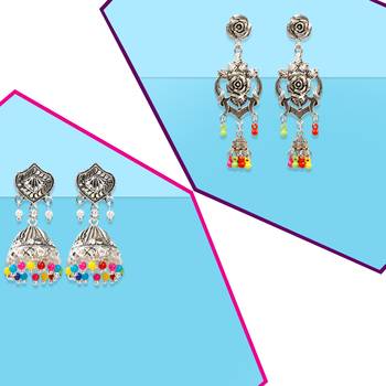 Partywear Traditional Multi Bead Drop Earrings Combo Set Pair Of 2  For Girls And Women 2