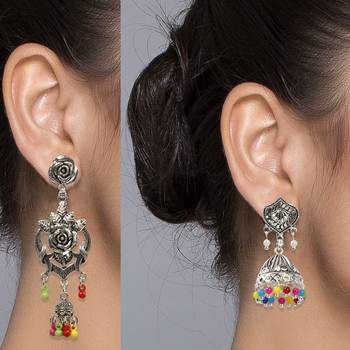 Partywear Traditional Multi Bead Drop Earrings Combo Set Pair Of 2  For Girls And Women 3