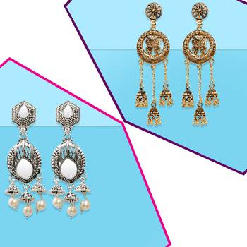 Partywear Traditional Exclusive Drop Earrings Combo Set Pair Of 2  For Girls And Women Jewellery 2