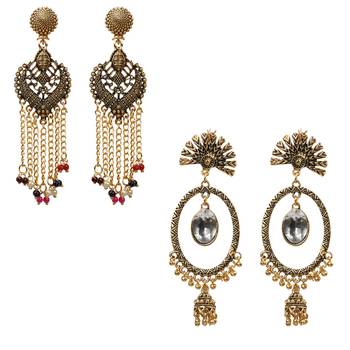 Partywear Traditional Earrings Combo Set Pair Of 2 For Girls And Women Jewellery 1