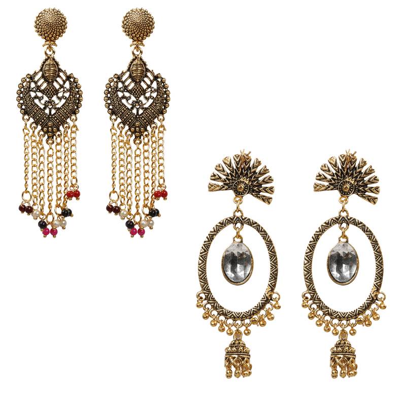 Partywear Traditional Earrings Combo Set Pair Of 2 For Girls And Women Jewellery