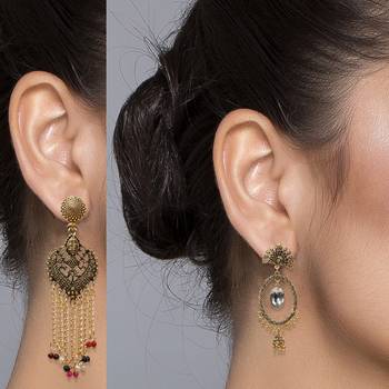 Partywear Traditional Earrings Combo Set Pair Of 2 For Girls And Women Jewellery 3