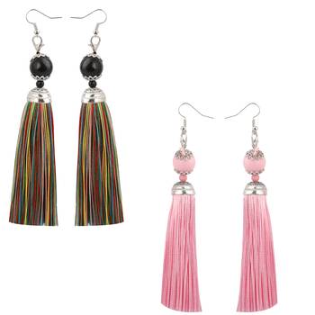 Partywear Tassel Earrings Combo Set Pair Of 2 For Girls And Women Jewellery 1
