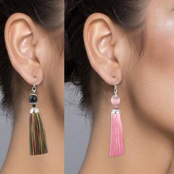Partywear Tassel Earrings Combo Set Pair Of 2 For Girls And Women Jewellery 3