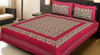 AJ Home 100% Cotton 2 Double Bedsheets with 4 Pillow Covers 1
