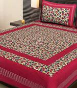 AJ Home 100% Cotton 2 Double Bedsheets with 4 Pillow Covers