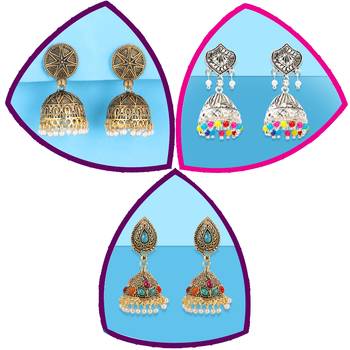 Party Wear Traditional Jumkhi Earrings Combo Set Set Pair Of 3 For Girls And Women Jewellery 2