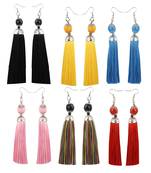 Partywear Different Multi Colour Tassel Earrings Combo Set Set Pair Of 6 For Girls And Women Jewellery