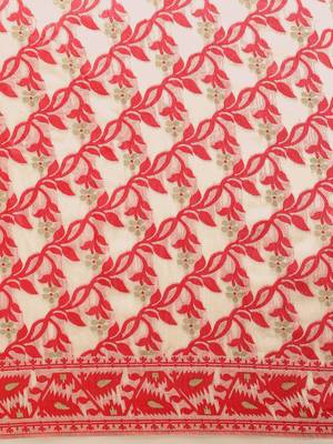 Cream Woven Cotton Poly Saree With Blouse 3