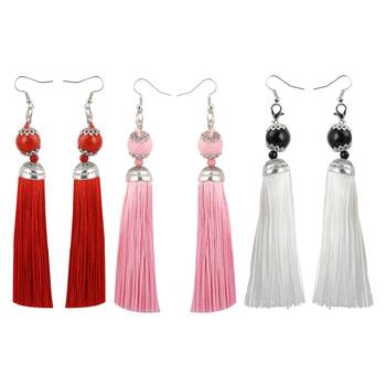 Partywear Red,Pink And White Colour Tassel Earrings For Girls And Women Jewellery 1