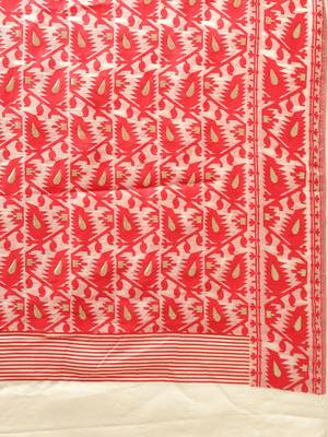 Cream Woven Cotton Poly Saree With Blouse 4