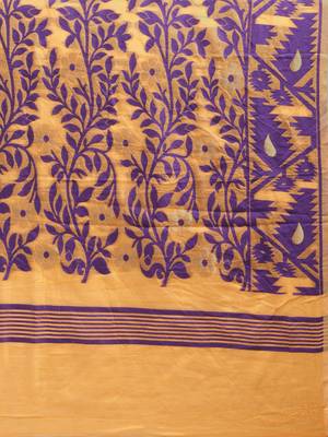 Orange Woven Cotton Poly Saree With Blouse 4