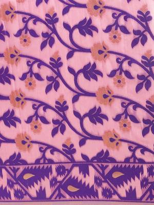 Pink Woven Cotton Poly Saree With Blouse 3