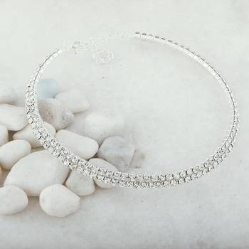Silver Plated Double Line Diamond Studded Partywear Necklace For Girls And Women Jewellery 4