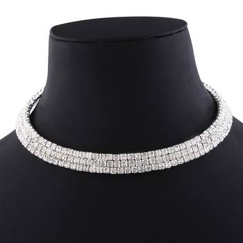 Silver Plated Triple Line Diamond Studded Partywear Necklace For Girls And Women Jewellery 3