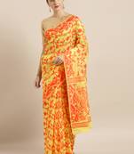 Yellow Woven Cotton Poly Saree With Blouse