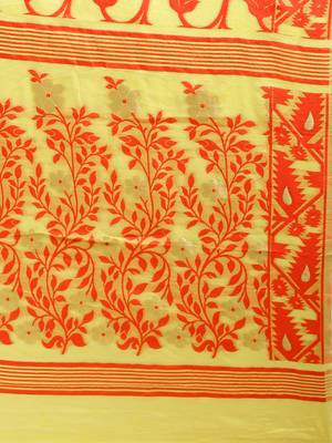 Yellow Woven Cotton Poly Saree With Blouse 4