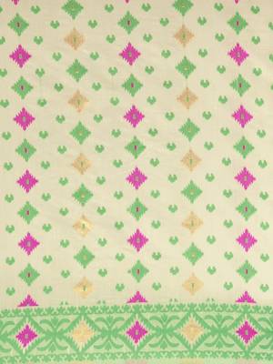 Cream Woven Cotton Poly Saree With Blouse 3