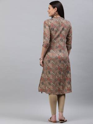 Brown printed rayon ethnic-kurtis 3