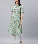 Green printed rayon ethnic-kurtis