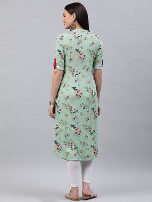 Green printed rayon ethnic-kurtis 3