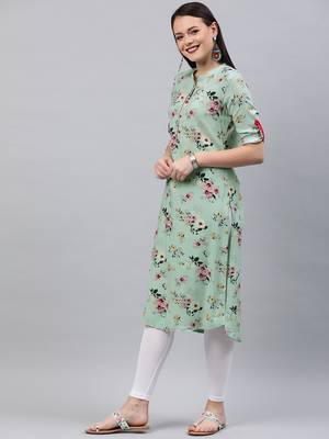 Green printed rayon ethnic-kurtis 4