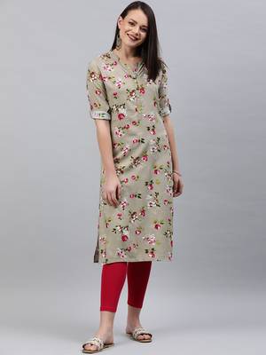 Grey printed rayon ethnic-kurtis 1