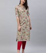 Grey printed rayon ethnic-kurtis