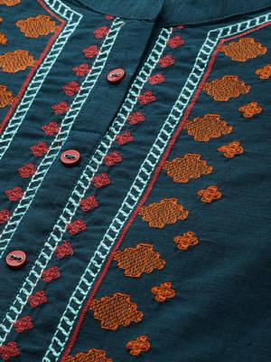 Navy-blue embroidered cotton ethnic-kurtis 2