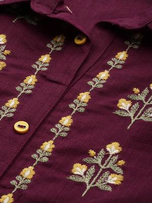 Maroon embroidered cotton ethnic-kurtis 2
