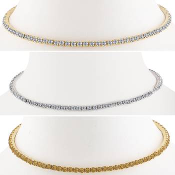 Single Line Diamond Studded Party Wear Necklaces Combo For Girls And Womens Jewellery Set Of 3 1