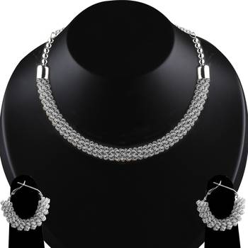 Silvershine Silver Plated Designer Necklace Set For Women Jewellery Set 1