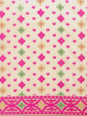 Cream Woven Cotton Poly Saree With Blouse 3