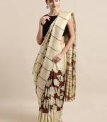 Maroon plain linen saree with blouse