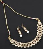 Silvershine Goldplated Elegant White Stone Studded Necklace Set For Women Jewellery