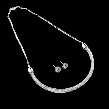 Silvershine Silverplated White Diamond Studded Designer Partywear Necklace Set For Women Jewellery 3