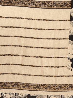 Black plain linen saree with blouse 4