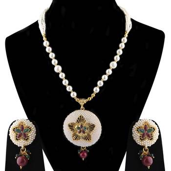 Silvershine Designer Flower Design Multicolour Kundan Stone Studded Pearl Mala Set For Women Jewellery 2