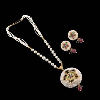 Silvershine Designer Flower Design Multicolour Kundan Stone Studded Pearl Mala Set For Women Jewellery 4