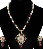 Silvershine Exclusive Designer Multicolour Stone Studded Pearl Mala Set For Women Jewellery