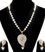 Silvershine Exclusive Designer White Kundan Stone Studded Pearl Mala Set For Women Jewellery