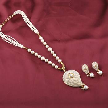 Silvershine Exclusive Designer White Kundan Stone Studded Pearl Mala Set For Women Jewellery 2