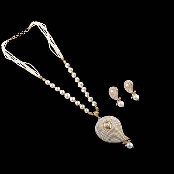 Silvershine Exclusive Designer White Kundan Stone Studded Pearl Mala Set For Women Jewellery 4