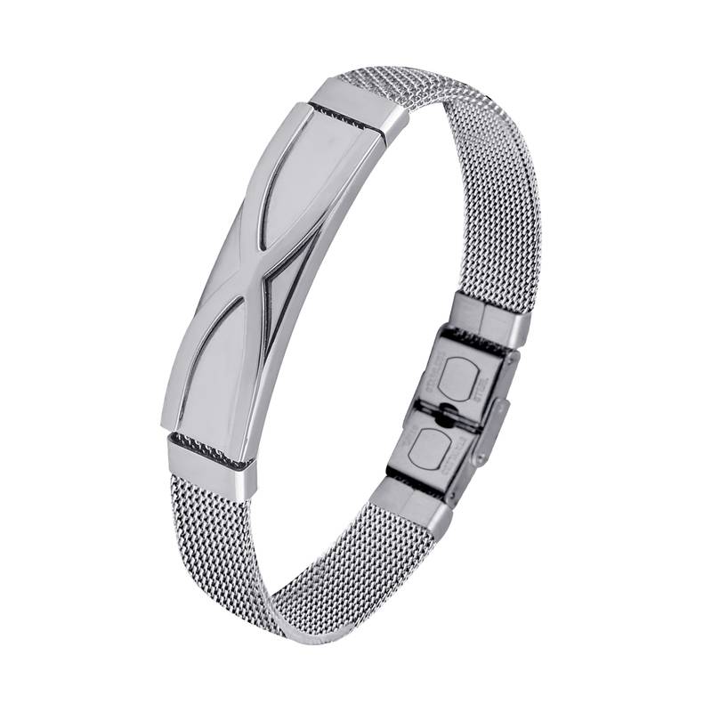 Silverplated Stainless Steel Stretchable Belt Bracelet For Men And Boys.