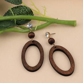 Wonderful Attractive Diamond Wooden Light Weight  Earrings For Girls And Women. 3