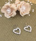 Silver Plated Fashion Heart Shape Diamond Stud Earring For Women Girl