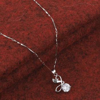Silver Plated Chain With Stylish Different Look Solitaire Diamond Pendant For Women 1