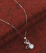 Silver Plated Chain With Stylish Different Look Solitaire Diamond Pendant For Women